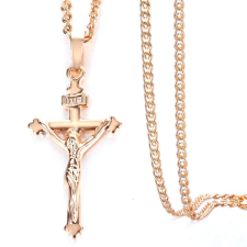  Gyönyörű aranyozott rose gold Jézus medál nyaklánccal medál