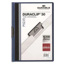  Gyorsfűző, klipes, A4, DURABLE "DURACLIP® 30", sötétkék lefűző
