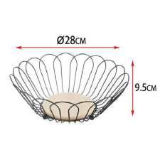 GYÜMÖLCSKOSÁR FÉM FEKETE, FA ALJÚ 28X9,5CM papírárú, csomagoló és tárolóeszköz