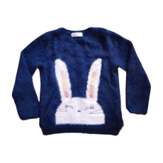  H&M sötétkék nyuszis kislány pulóver (méret: 110/116)