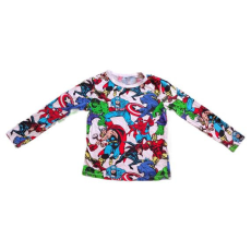  H&M szuperhős mintájú kisfiú hosszú ujjú felső (méret: 110/116)