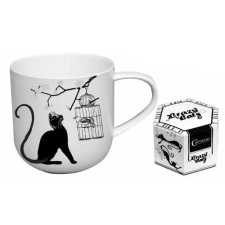  H.C.017-2009 Porcelánbögre 460ml, fekete macskás, kalitkával bögrék, csészék
