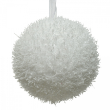  Habgömb szőrös fehér 10cm karácsonyfadísz