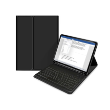 Haffner Apple iPad 10.9 (2022) tablet tok (Smart Case) on/off funkcióval, Apple Pencil tartóval, billentyűzettel - black (ECO csomagolás) tablet tok