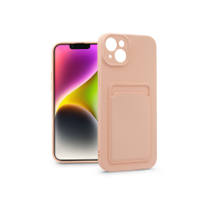 Haffner Apple iPhone 14 szilikon hátlap kártyatartóval - Card Case - pink tok és táska