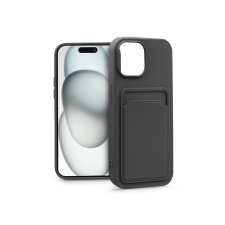 Haffner Apple iPhone 15 Plus szilikon hátlap kártyatartóval - Card Case - fekete (5903396211935) tok és táska