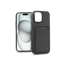 Haffner Apple iPhone 15 Plus szilikon hátlap kártyatartóval - Card Case - fekete (PT-6844) tok és táska