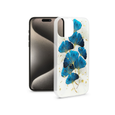 Haffner Apple iPhone 15 Pro Max szilikon hátlap - Gold Glam - leaves tok és táska