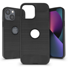 Haffner Carbon szilikon hátlap Logo kivágással iPhone 13 fekete tok és táska