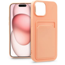 Haffner Card Case szilikon hátlap iPhone 15 Plus rózsaszín mobiltelefon kellék