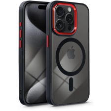 Haffner Edge Mag Cover szilikon hátlap iPhone 15 Pro átlátszó-fekete-piros mobiltelefon kellék