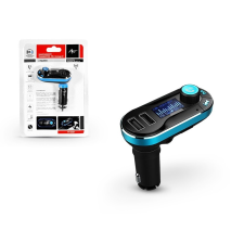 Haffner FM-05BT FM-transmitter - Bluetooth + memóriakártya olvasó + USB autós töltő + USB csatlakozó + 3,5 mm jack - 2,1A - fekete/kék memóriakártya