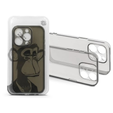 Haffner Gray Monkey szilikon hátlap iPhone 14 Pro szürke átlátszó mobiltelefon kellék