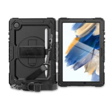 Haffner Samsung Galaxy Tab A8 10.5 Solid X200/X205 védőtok kijelzővédő üveggel fekete (FN0330) tablet tok