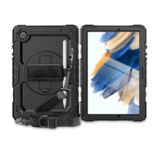 Haffner Samsung X200/X205 Galaxy Tab A8 10.5 ütésálló tablet tok 360 fokos védelemmel, 4H kijelzővédő üveggel - Tech-Protect Solid - fekete (ECO csomagolás) tablet tok