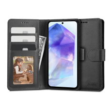Haffner Tech-Protect Wallet Book Flip bőrtok - Samsung SM-A556 Galaxy A55 - fekete tok és táska