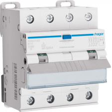 Hager ADX410D Áramvédős kismegszakító 3P+N, B-10A, 30mA, 10kA, A villanyszerelés