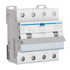 Hager ADX410D Áramvédős kismegszakító 3P+N, B-10A, 30mA, 10kA, A villanyszerelés
