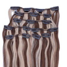 HairExtensionShop Csatos Emberi Póthaj Melírozott Színben 50cm (Szín #6/60) póthaj