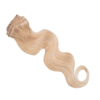 HairExtensionShop Csatos Hullámos Emberi Póthaj Aranyszőke Színben 60cm Body Wave (Szín #16)