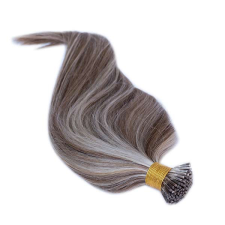 HairExtensionShop Keratinos I-TIP Emberi Póthaj Mikró Gyűrűzéshez Melírozott 50cm (Szín #6/60) póthaj