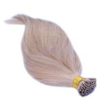 HairExtensionShop Keratinos I-TIP Emberi Póthaj Mikró Gyűrűzéshez Világos Aranyszőke 40cm (Szín #18) póthaj