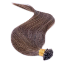 HairExtensionShop Keratinos U-TIP Emberi Póthaj Hőillesztéshez Középbarna 50cm (Szín #6) póthaj