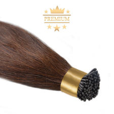 HairExtensionShop Prémium I-TIP Póthaj Középbarna Mikrogyűrűs Hajhosszabbításhoz 50cm (Szín #6) póthaj