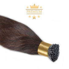 HairExtensionShop Prémium I-TIP Póthaj Sötétbarna Mikrogyűrűs Hajhosszabbításhoz 50cm (Szín #4) póthaj