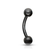 Hajlított szárú - banán - piercing, golyó végekkel (fekete színű) testékszer
