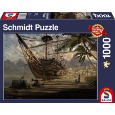 Hajó a kikötőben puzzle 1000 darab puzzle, kirakós
