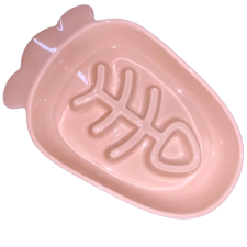  Hal alakú kerámia evéslassító macskatál, 15x10x2,5 cm, rózsaszín macskatál