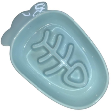  Hal alakú kerámia evéslassító macskatál, 15x10x2,5 cm, világoskék macskatál