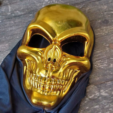 Halloween Csuklyás koponya maszk álarc farsangi jelmez kiegészítő ARANY jelmez