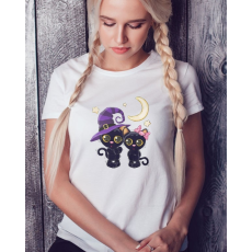  Halloween feliratos póló - Női póló halloweenre - Macskás
