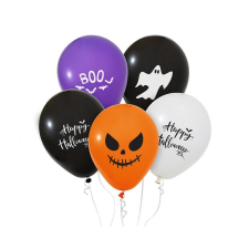 Halloween Happy léggömb, lufi 5 db-os 12 inch (30 cm) party kellék