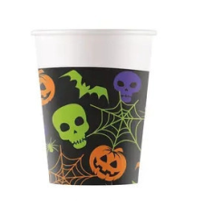 Halloween Happy papír pohár 8 db-os 200 ml FSC party kellék