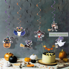  Halloween-i dekoráció szett, 6 féle motívum - csillogó spriál akasztóval party kellék