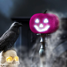  Halloween-i RGB LED dekor - habszivacs tök - lila - 11 cm dekoráció