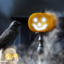 Halloween-i RGB LED dekor - habszivacs tök - narancssárga - 11 cm 58162C dekoráció