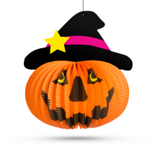 Halloween-i tökös lampion - kalapban - akasztható - 26 cm - 58137B dekoráció