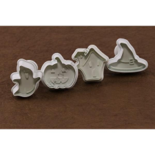Halloween keksz és fondant kiszúró készlet (sütőtök, szellem, boszorkány, kísértetház) edény
