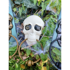 Halloween koponya formájú Világító hangot adó ajtócsengő FEHÉR dekoráció