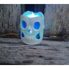 Halloween Led-es világitó koponya gyertya dekorációs kellék farsangra FEHÉR dekoráció