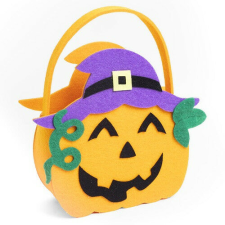 Halloween szütyő filc tök 21x15 cm dekoráció