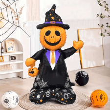 Halloween varrott szájú tök álló dekoráció méret 116cm dekoráció