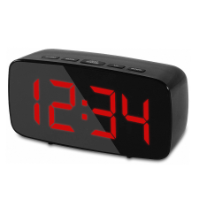  Hálózati asztali óra, fekete színű műanyag tok, piros színű LED számokkal asztali óra