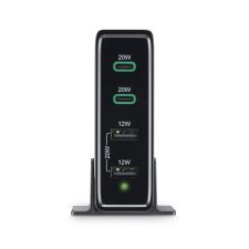 Hama 201628 2x USB-C / 2x USB-A Hálózati töltőállomás - Fekete (60W) mobiltelefon kellék