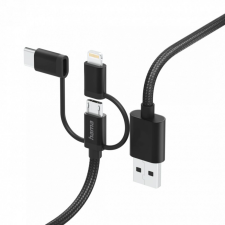  Hama FIC E3 3in1 Micro USB/Type-C/Lightning 1,5m Black kábel és adapter
