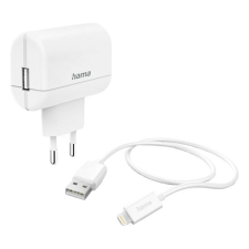 Hama Hálózati adapter HAMA USB-A 12W + Lightning kábel fehér kábel és adapter